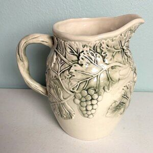 WCL White   & Green Ceramic Pitcher 8" Tall x 8" Wide